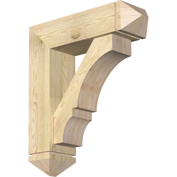 Ekena Millwork Balboa Arts and Crafts Rough Sawn Bracket w/ Offset Brace, Douglas Fir, 8"W x 28"D x 32"H BKT0806X28X32BOA03RDF - main